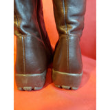 DUO Women's Brown Leather Knee Length Boots Size 4 UK 37 EU