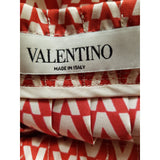 VALENTINO White Red 100% Silk Skirt Suit Size 40 IT / S