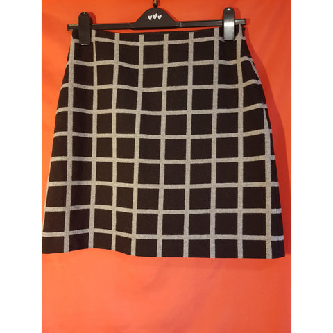 HOBBS Tweed Black Grey Check Wool Blend Skirt Size 12