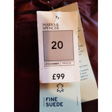 M&S Women's Suede Burgundy Jacket Size 20