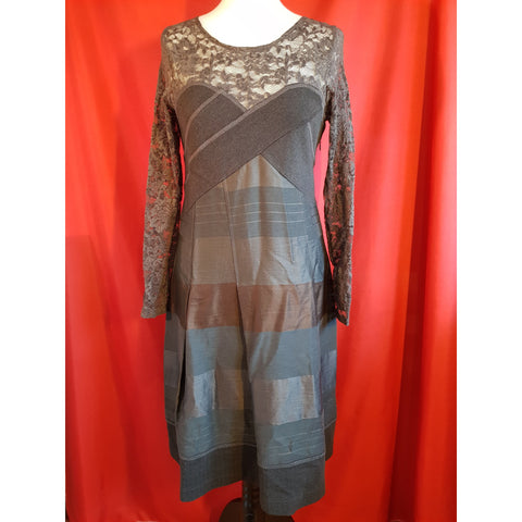 Bleu Blanc Rouge Grey Brown Dress Size 12 / 42.