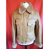 Weekend Max Mara Women's Brown Leather Jacket With Detachable Sleeves Size 8.