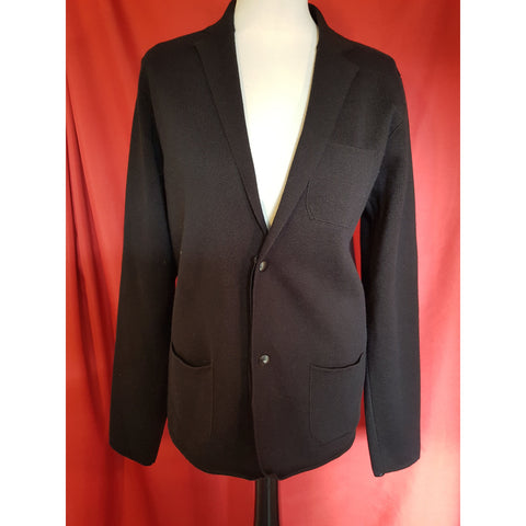 LANVIN Men's Black Wool Cotton Cardigan Size S