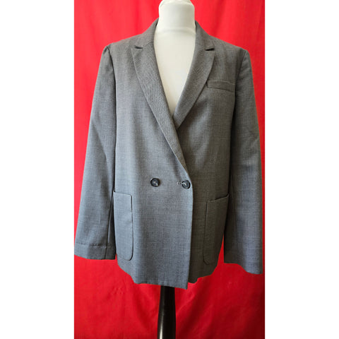 Whistles Women's Grey 100% Wool Blazer Size 14