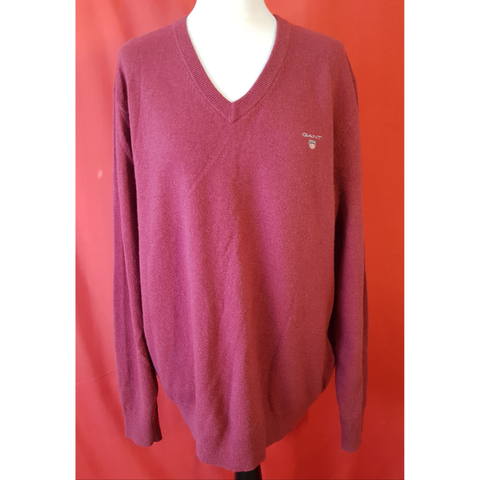 GANT Men's Burgundy Wool Blend Jumper Size XL