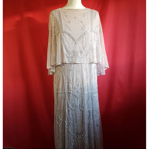Joanna Hope Women's Beige Sequin Occasion Long Dress Size 20