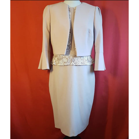 Phase Eight Light Pink White Ocassion Dress Size 16 with Jacket Size 14