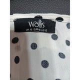 Wallis Women's White Polka Dot Top Blouse Size UK 16