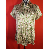 BCBGMAXAZRIA Leaves Print Silk Blouse Size M