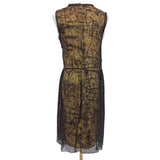 Bottega Veneta Yellow Brown Mesh Silk Wool Dress, Size 38 IT / XS