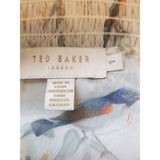 Ted Baker White Green Bird Print Dress Size 1 / 8 UK