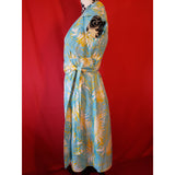 Lily Pulitzer Light Blue  Yellow Leaves Print Wrap Dress Size 4 US 8 UK