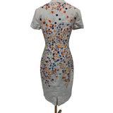 L.K.Bennett White Blue Red Floral Print Cotton Dress, Size 10