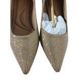 Cozy Island Gold Sparkly Rhinestone Kitten Heel 60 Court Shoes Party Size US 8.5 UK 6.5