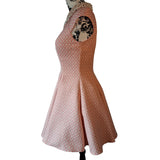 Forever Unique Pink Pearl Embellished Collar Fit Flare Party Prom Dress Size UK 10