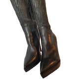 Burberry Black Thigh High Heels Leather Boots Size 38 EU 5 UK