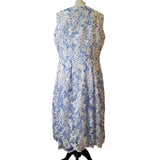 M&S Per Una Premium Blue White Embroidered Floral Print Dress Size 16