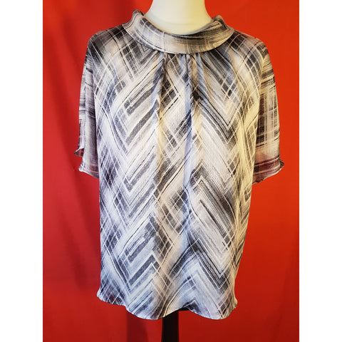Vince Camuto Women's White Blue Black Blouse Size L