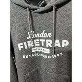 Firetrap Mens Grey Graphic Print Hooded Sweatshirt Pullover Jumper Size XXL