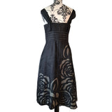 Betty Jackson Black Womens 100% Silk Floral Embroidered Party Dress UK 10