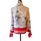 Ted Baker Pink Red Floral Print Blouse, Size 2 / 10