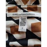 DIANE Von FURSTENBERG Black White Brown Wrap Dress Size 6 / S