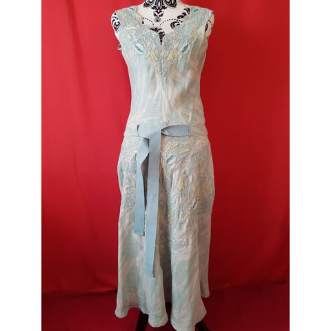 Nicole Farhi Light Blue 100% Silk Dress Size 8