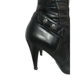 Dune Black Leather Knee High Boots High Heel Zip Up Smart Elegant Size UK 6