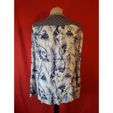 Desigual Women's White Navy Floral Print Blouse Size L