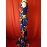 Gina Bacconi Navy Red Floral Print Maxi Dress Size 12