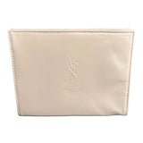Genuine YSL Beaute Pouch Makeup Cosmetic Bag Finish Tan Beige Toiletry 8x6in