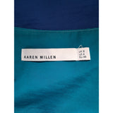 Karen Millen Womens Blue Teal Colourblock Asymmetric Midi Dress Belted UK 8