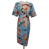 Jolie Moi Light Blue Red Floral Print Dress, Size 14