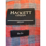 Hackett Men's Red Navy Check Slim Fit Shirt Size M