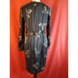 WHISTLES Black White Flies Print  100% Silk Dress Size 14.