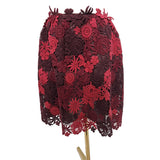Valentino Red Burgundy Crocheted Silk Skirt Size 40 IT 8 UK.
