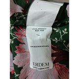 ERDEM Green Red Floral Print Panama Style Blouse Size 10