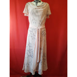 Jacques Vert Pink Grey Floral Print Long Dress Size 10