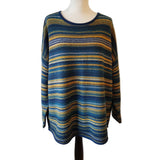 Seasalt Cornwall Blue Yellow Stripe Wool Knit Jumper Size 22