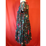 DIANE von FURSTENBERG Black Red Green Floral Print 100% Silk Dress Size 4 / S
