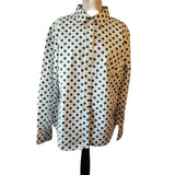 Boden White Green Dot Cotton Shirt Size 22R