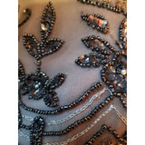 Papell Boutique Women's Black Grey Beaded Silk Top Size S