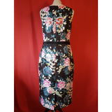 MONSOON Black Pink Green Floral Print Dress Size 14