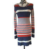 Melissa Odabash Striped White Red Navy Knit Dress Size S