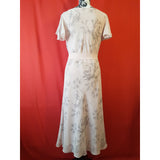 Jacques Vert Pink Grey Floral Print Long Dress Size 10