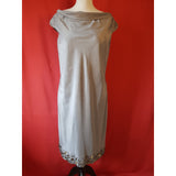 L.K. Bennett Grey Satin Rhinestone Embellished Dress Size 12.