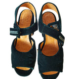 Chie Minara Women's Dark Green Velour Heels Sandals Size 5/ 38