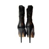 Рura Lopez Black High Heels Ankle Lace-up Boots Size 38.5 UK 5.5 UK