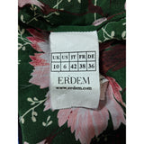 ERDEM Green Red Floral Print Panama Style Blouse Size 10