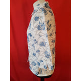 Cynthia Max Relax White  Blue Blouse Size S
